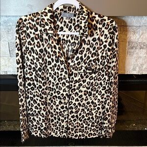 LOFT Satin Leopard print pajama set size Small NWOT